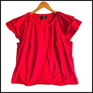 Eloquii Ruffle Sleeve Top Plus‎ Size Blouse Casual Everyday Red 18/20 Plus